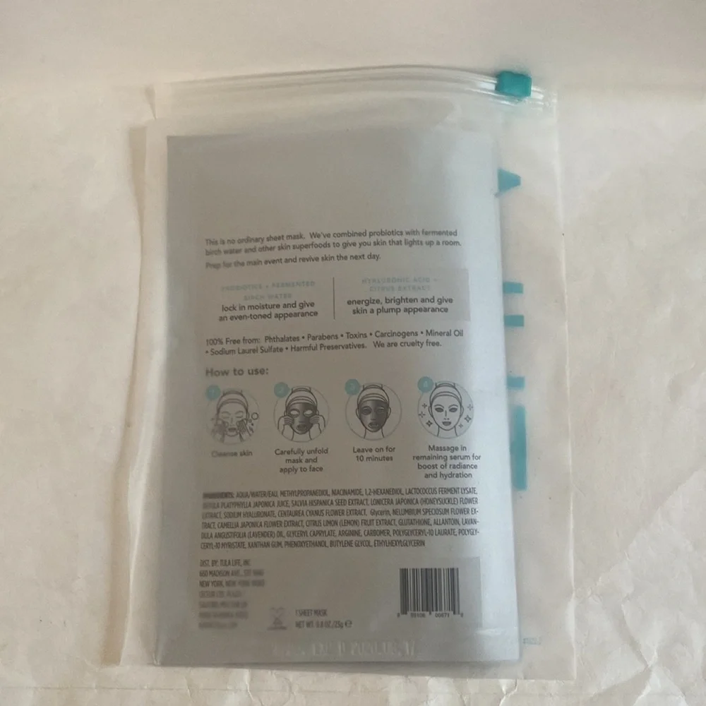 TULA Bright All Night Energizing Sheet Mask (2 masks) NIP $24